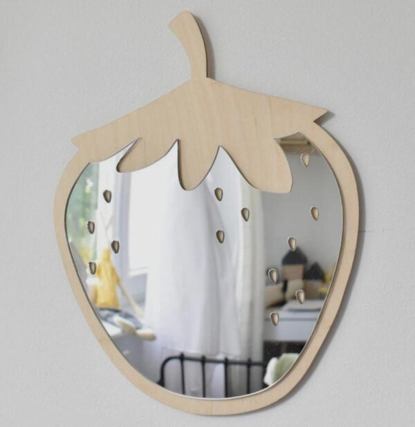 Strawberry shaped acrylic mirror  - Kids room decoration - Image 3